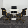 Used White Round Table with 3 x Gold Frame Eames Style Meeting Chair