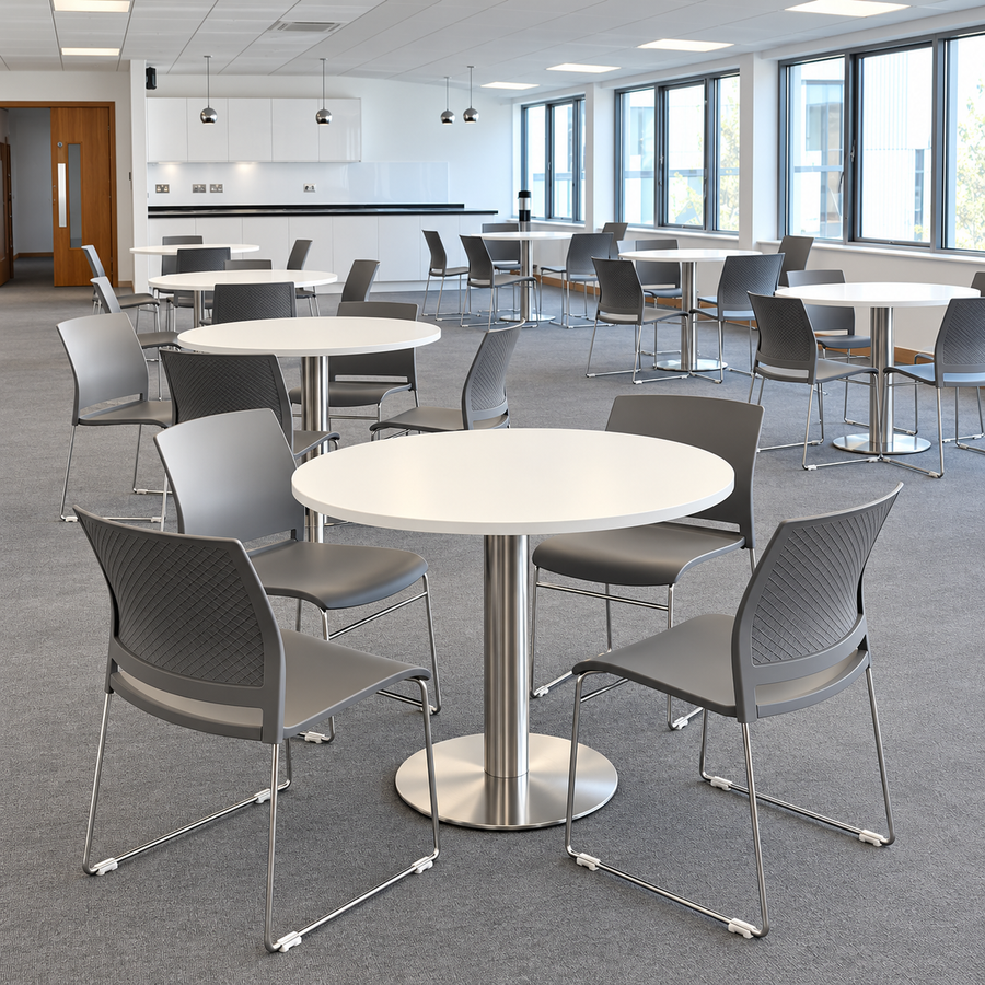 Used Modern Canteen Set with White Round Table and 4 Chairs