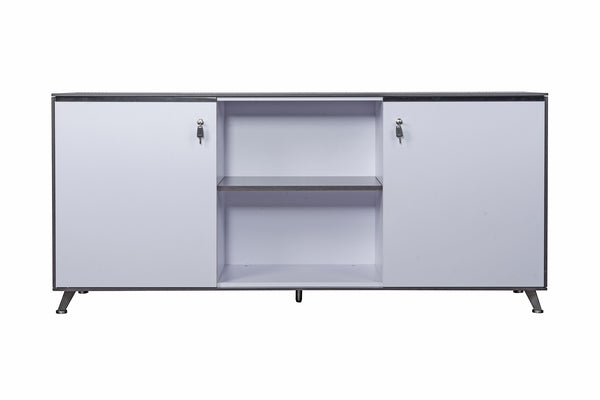 Nero 1.8m Two Door Credenza Unit with Adj. Shelving - Anthracite