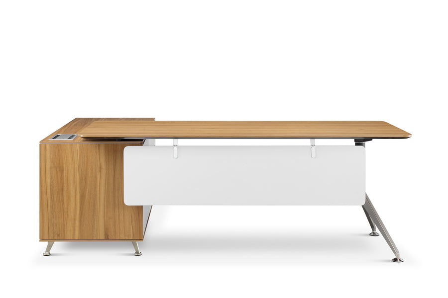 Nero 1.9m Corner Desk with Left Hand Return Unit - American Black Walnut