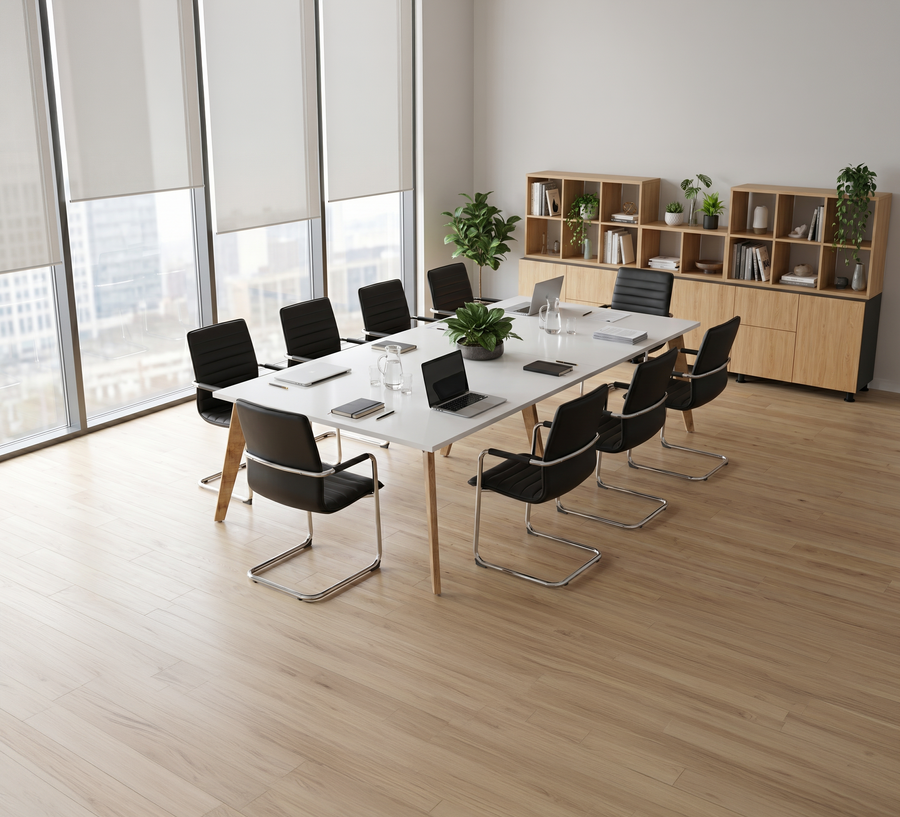 New Nordic Meeting Table Set with 8 Chairs - 3200 x 1200mm lifestyle image