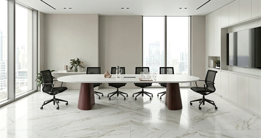 New Pinnacle D-End Meeting Table - 2800 x 1200mm lifestyle image