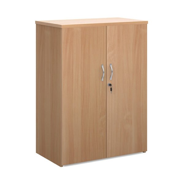 Universal double door cupboard 1090mm high with 2 shelves - Beech