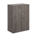 Universal double door cupboard 1090mm high with 2 shelves - Grey Oak