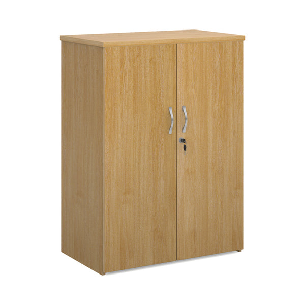 Universal double door cupboard 1090mm high with 2 shelves - Oak