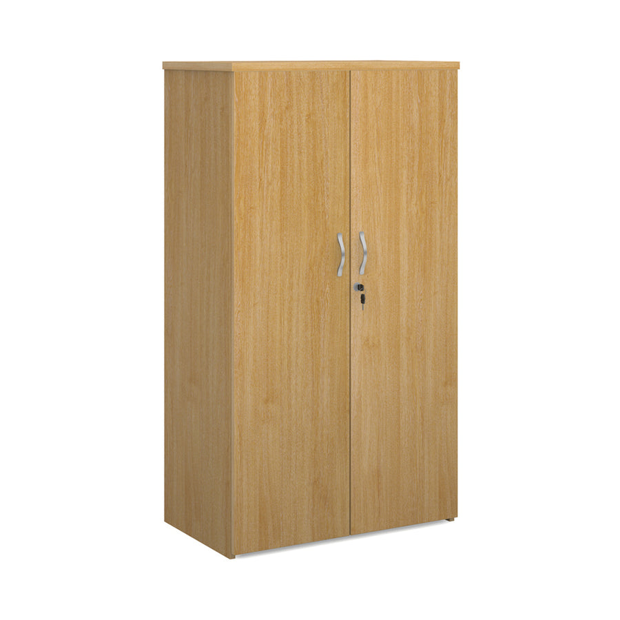 Universal double door cupboard 1440mm high with 3 shelves - Oak