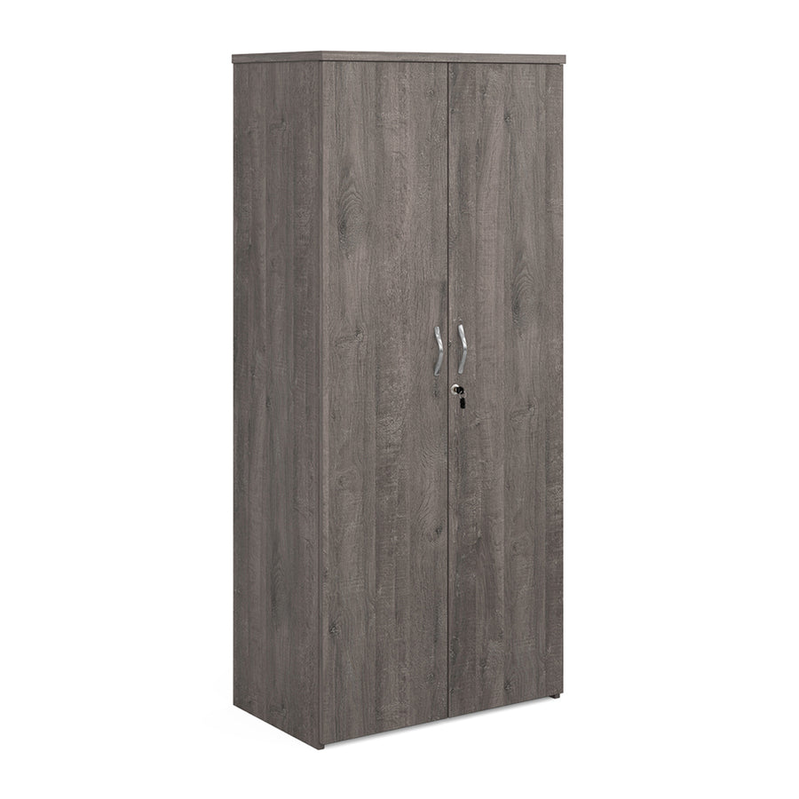 Universal double door cupboard 1790mm high with 4 shelves - Grey Oak