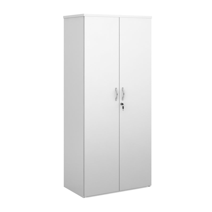 Universal double door cupboard 1790mm high with 4 shelves - White