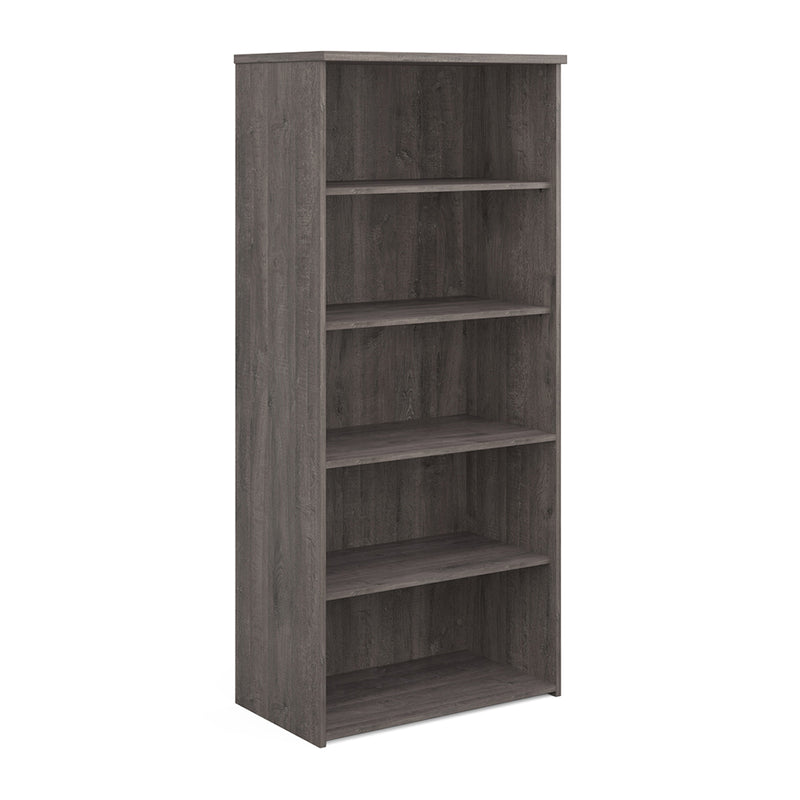 Universal bookcase 1790mm high with 4 shelves - Grey Oak