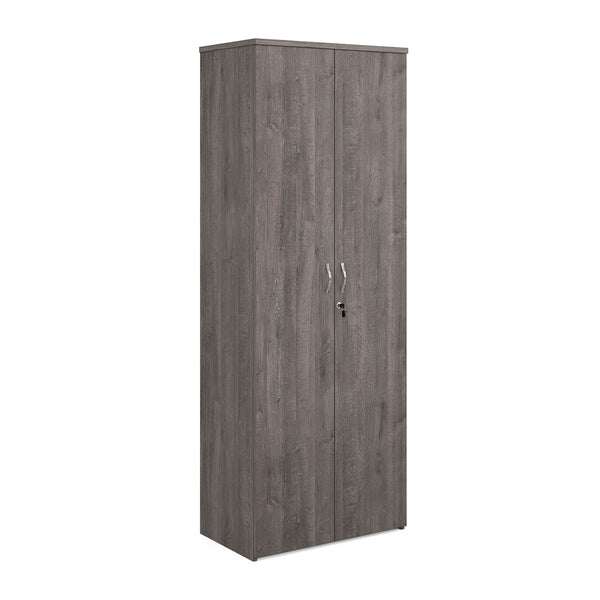 Universal double door cupboard 2140mm high with 5 shelves - Grey Oak