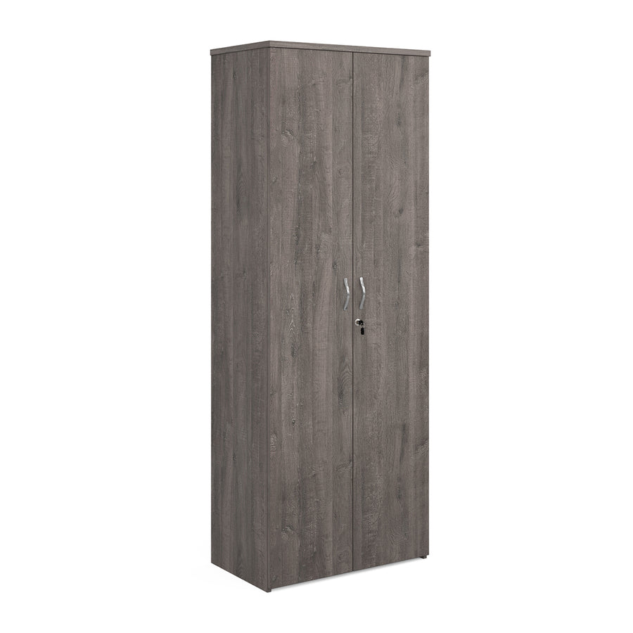 Universal double door cupboard 2140mm high with 5 shelves - Grey Oak