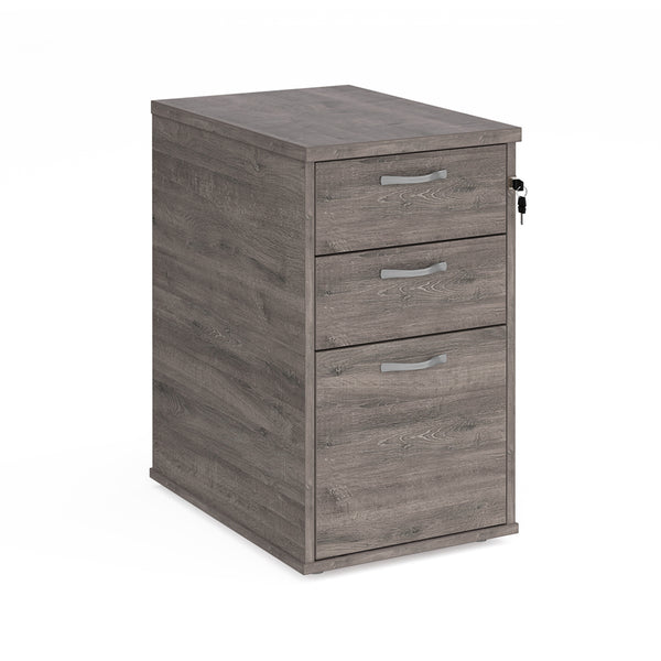 Desk high 3 drawer pedestal with silver handles 600mm deep