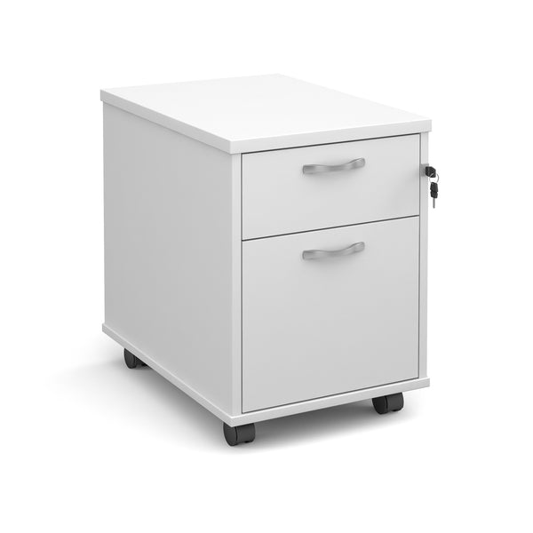Mobile 2 drawer pedestal with silver handles 600mm deep - 2 or 3 draw