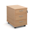 Mobile 2 drawer pedestal with silver handles 600mm deep - 2 or 3 draw