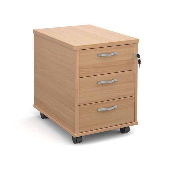 Mobile 2 drawer pedestal with silver handles 600mm deep - 2 or 3 draw