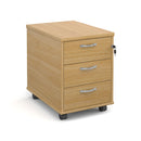 Mobile 2 drawer pedestal with silver handles 600mm deep - 2 or 3 draw