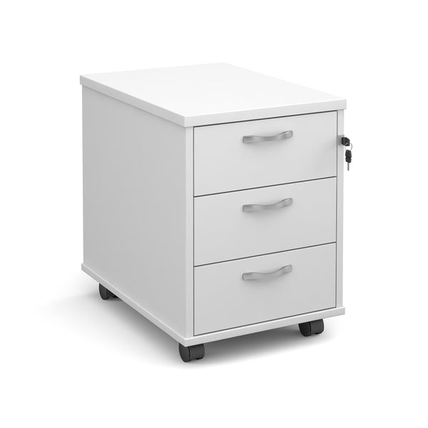 Mobile 2 drawer pedestal with silver handles 600mm deep - 2 or 3 draw