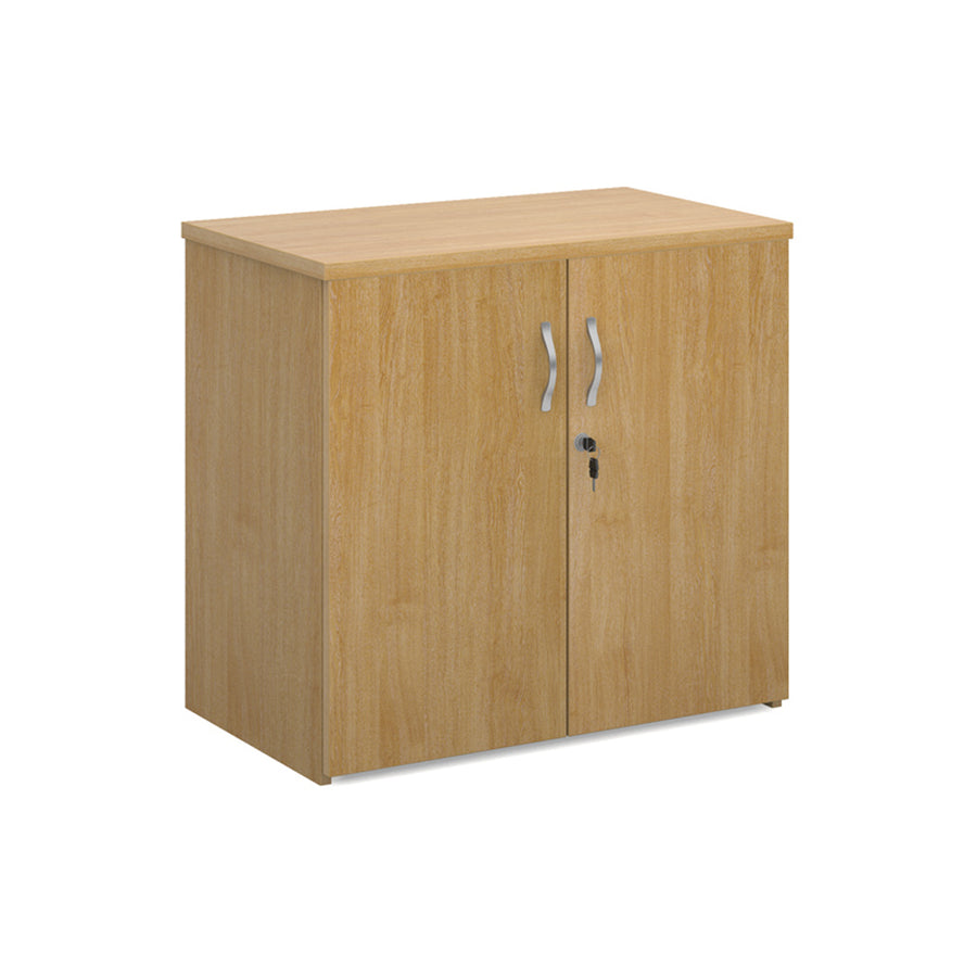 Universal double door cupboard 740mm high with 1 shelf - Oak