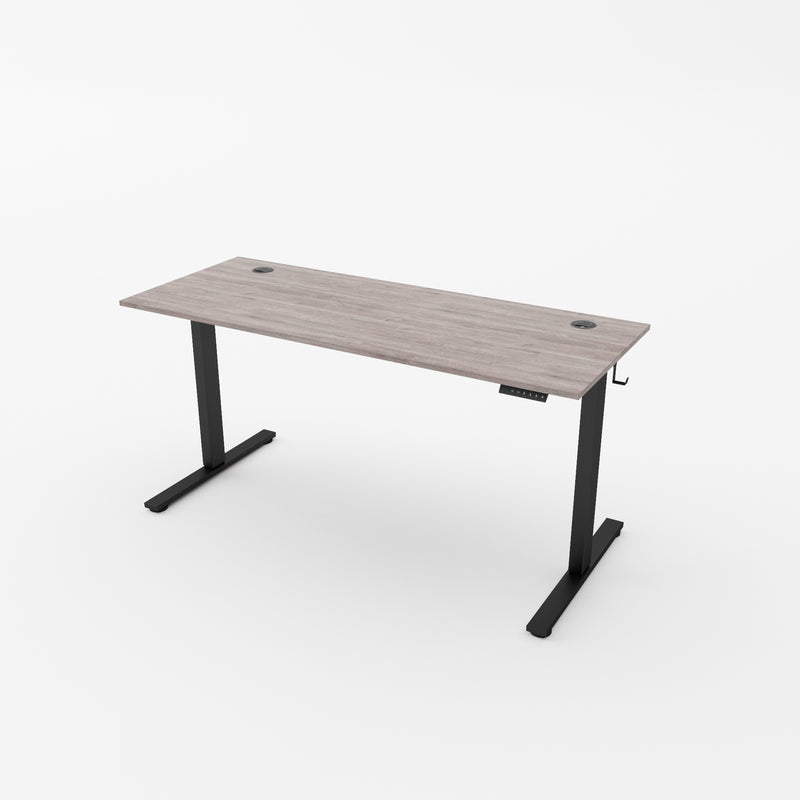 R750 Height-Adjustable Sit Stand Desk with Single Motor - Grey oak top