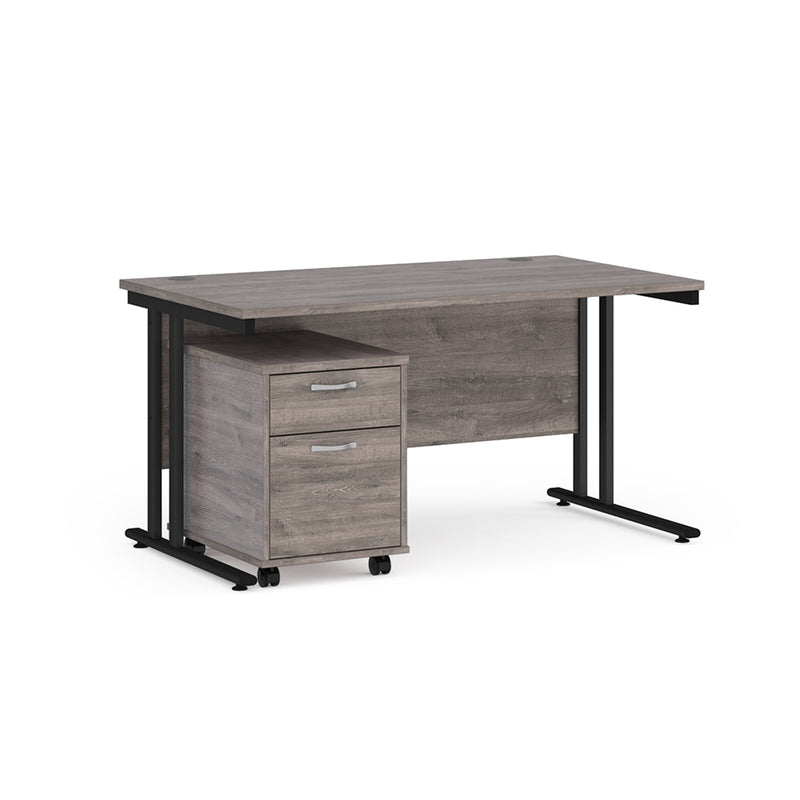 Maestro 25 straight desk - Grey Oak