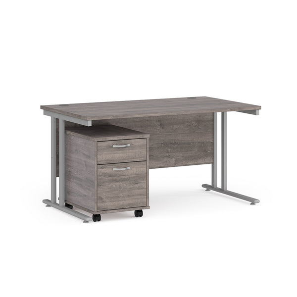 Maestro 25 straight desk - Grey Oak