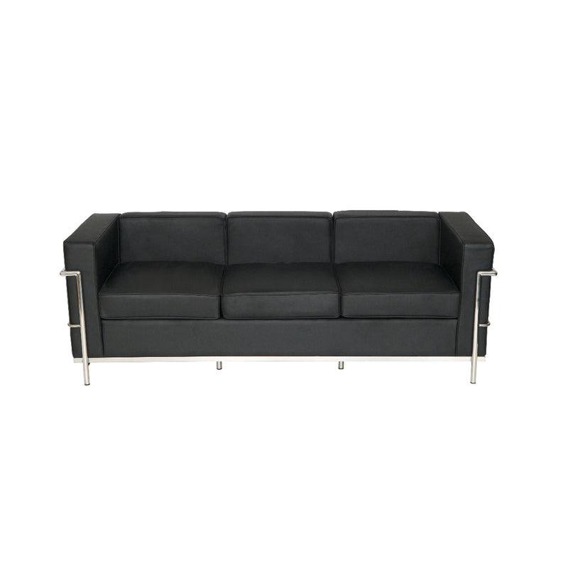 SJ009-3 - Triple Seater Korby Sofa in Black Faux Leather