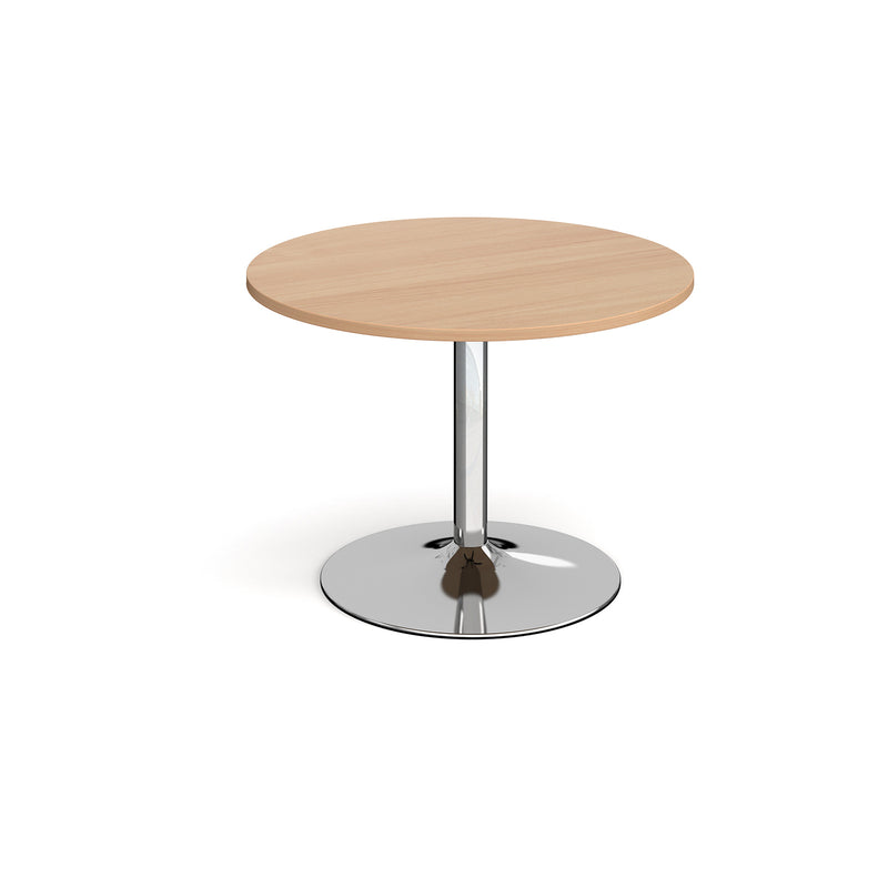 Trumpet base circular boardroom table - Chrome base