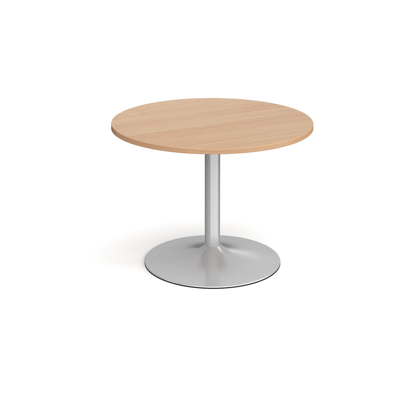 Trumpet base circular boardroom table - Silver base