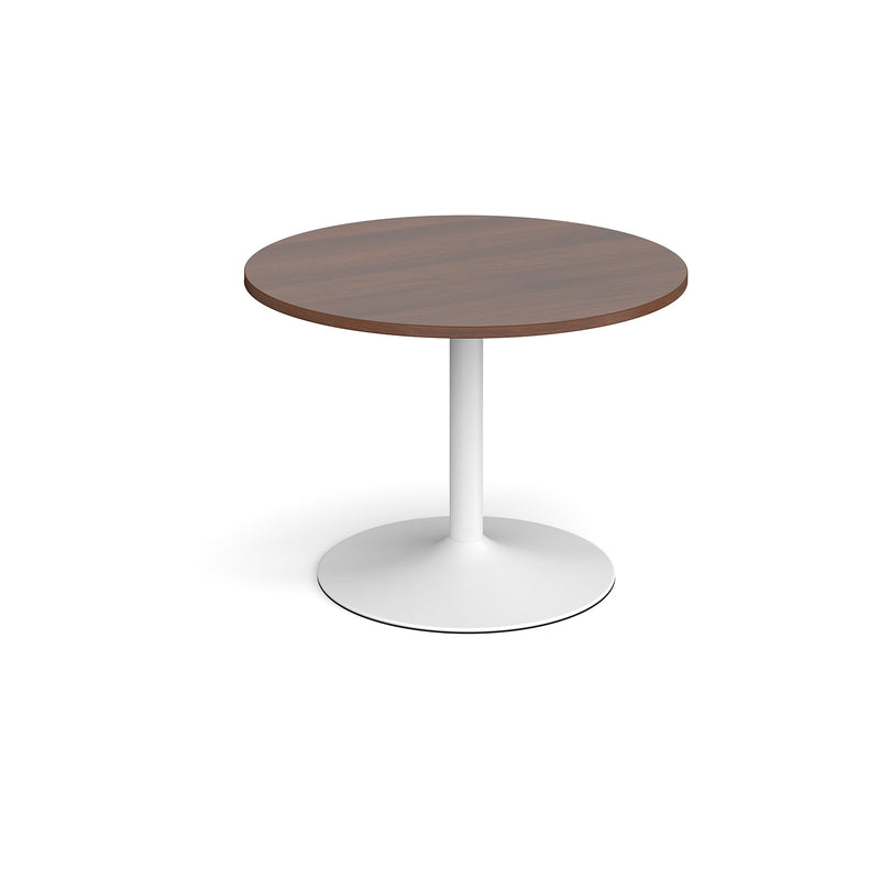 Trumpet base circular boardroom table - White base