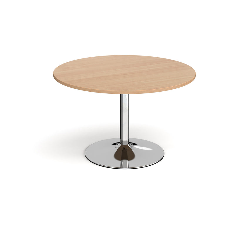 Trumpet base circular boardroom table - Chrome base