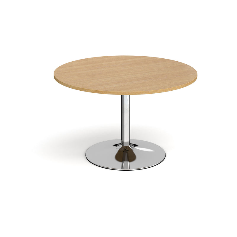 Trumpet base circular boardroom table - Chrome base