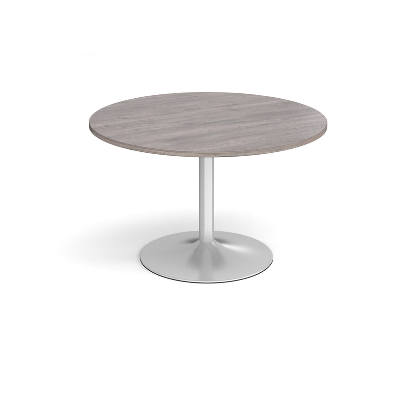 Trumpet base circular boardroom table - Silver base