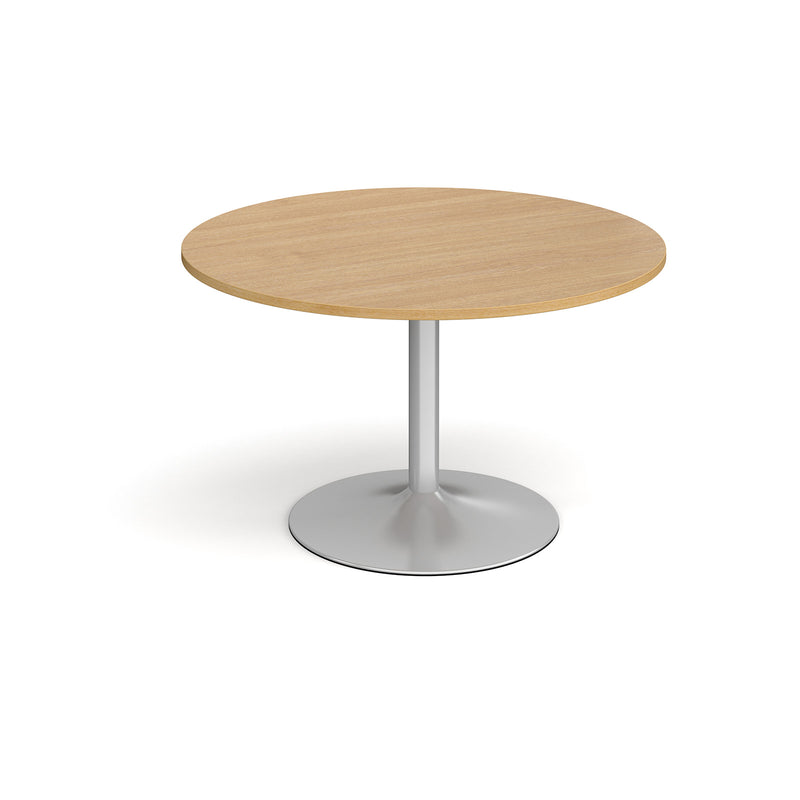 Trumpet base circular boardroom table - Silver base