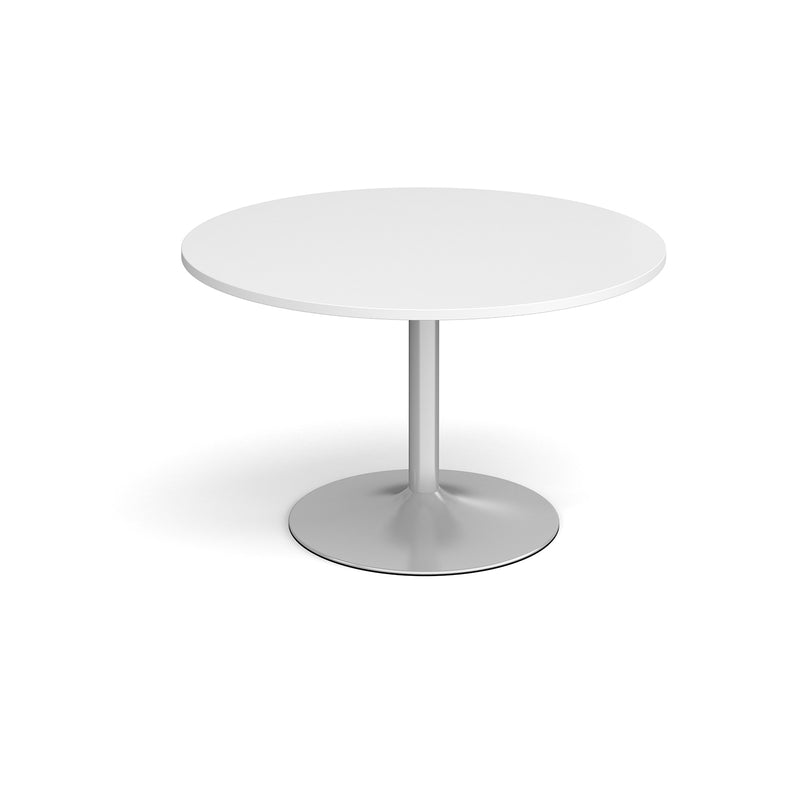 Trumpet base circular boardroom table - Silver base