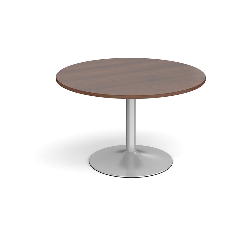 Trumpet base circular boardroom table - Silver base