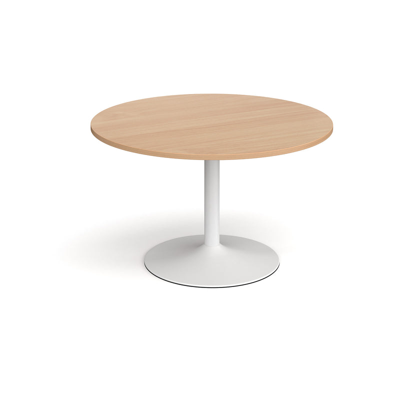 Trumpet base circular boardroom table - White base