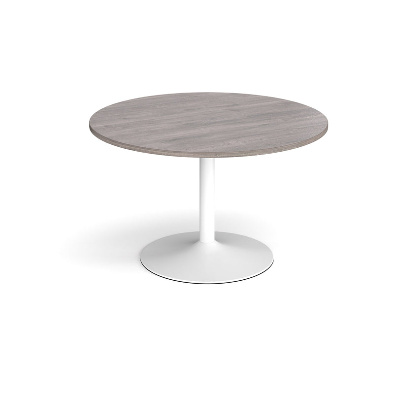 Trumpet base circular boardroom table - White base