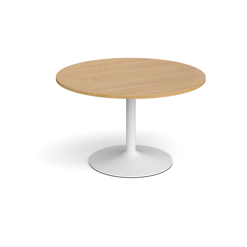 Trumpet base circular boardroom table - White base