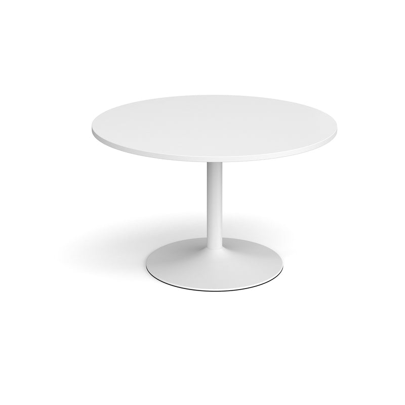 Trumpet base circular boardroom table - White base