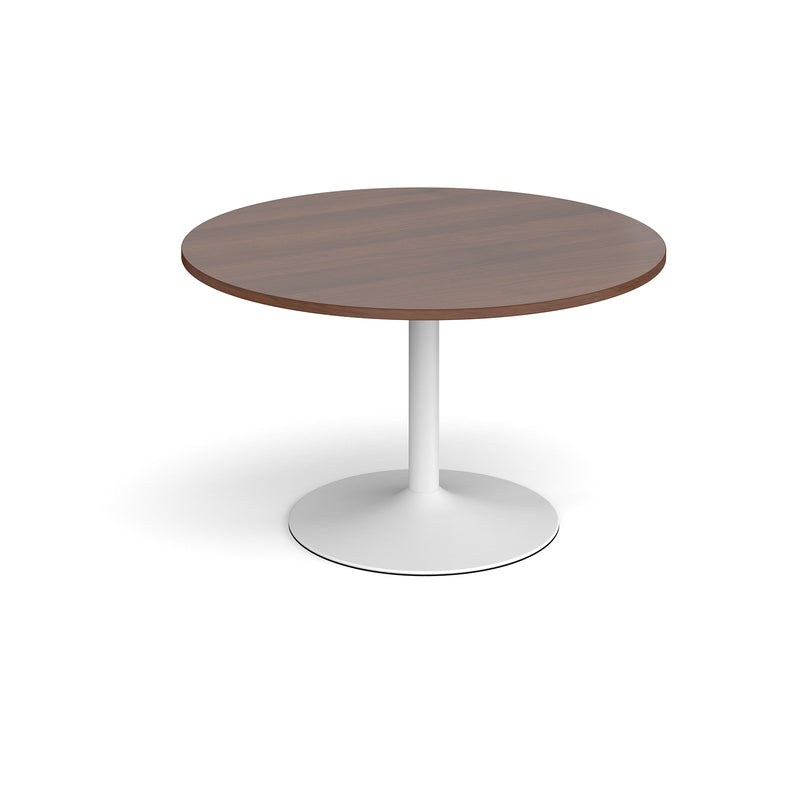 Trumpet base circular boardroom table - White base