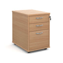 Tall slimline mobile 3 drawer pedestal with silver handles 600mm deep - 426 width