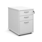 Tall slimline mobile 3 drawer pedestal with silver handles 600mm deep - 426 width