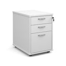 Tall slimline mobile 3 drawer pedestal with silver handles 600mm deep - 426 width