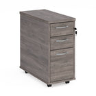 Tall slimline mobile 3 drawer pedestal with silver handles 600mm deep - 300 width