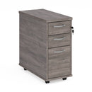 Tall slimline mobile 3 drawer pedestal with silver handles 600mm deep - 300 width