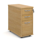 Tall slimline mobile 3 drawer pedestal with silver handles 600mm deep - 300 width
