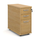 Tall slimline mobile 3 drawer pedestal with silver handles 600mm deep - 300 width