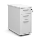 Tall slimline mobile 3 drawer pedestal with silver handles 600mm deep - 300 width