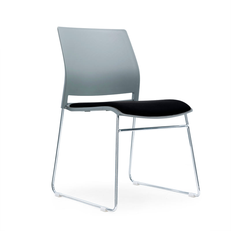 PSC-SP/G - Verse Multipurpose Stacking Chair with Grey Shell and Black Fabric Seat Pan