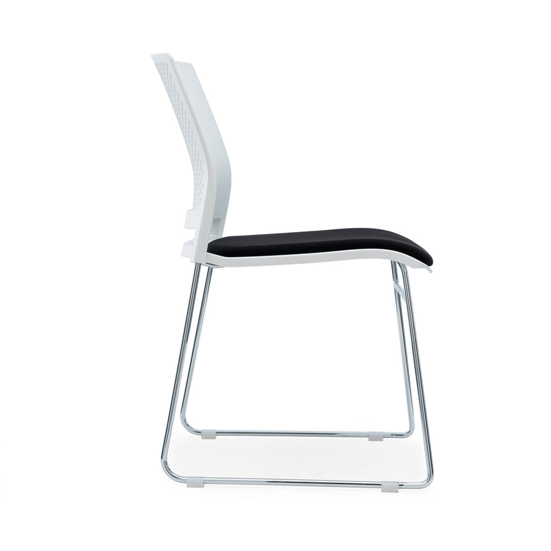 PSC-SP/W - Verse Multipurpose Stacking Chair with White Shell and Black Fabric Seat Pan